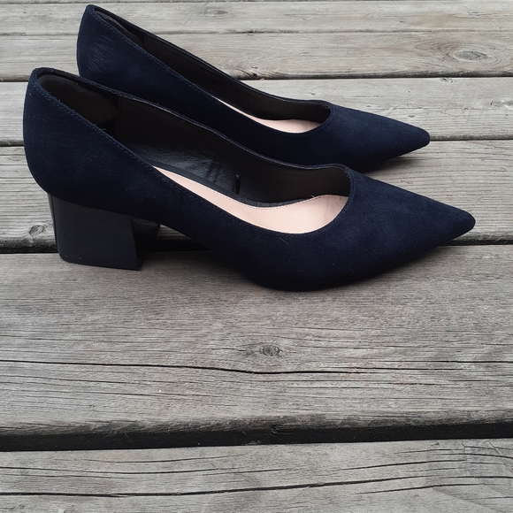 Zara dress shoes dark blue block heel size 40 - Picture 7 of 10